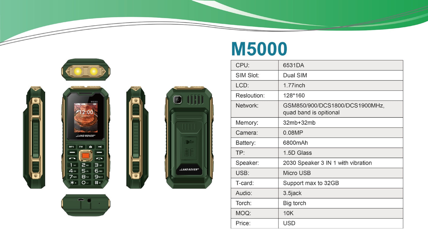 Land Rover M5000 — Wytrzymały Telefon z Mega Baterią 🔋